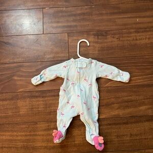 Carter's Light Blue Girls Flamingo Footie